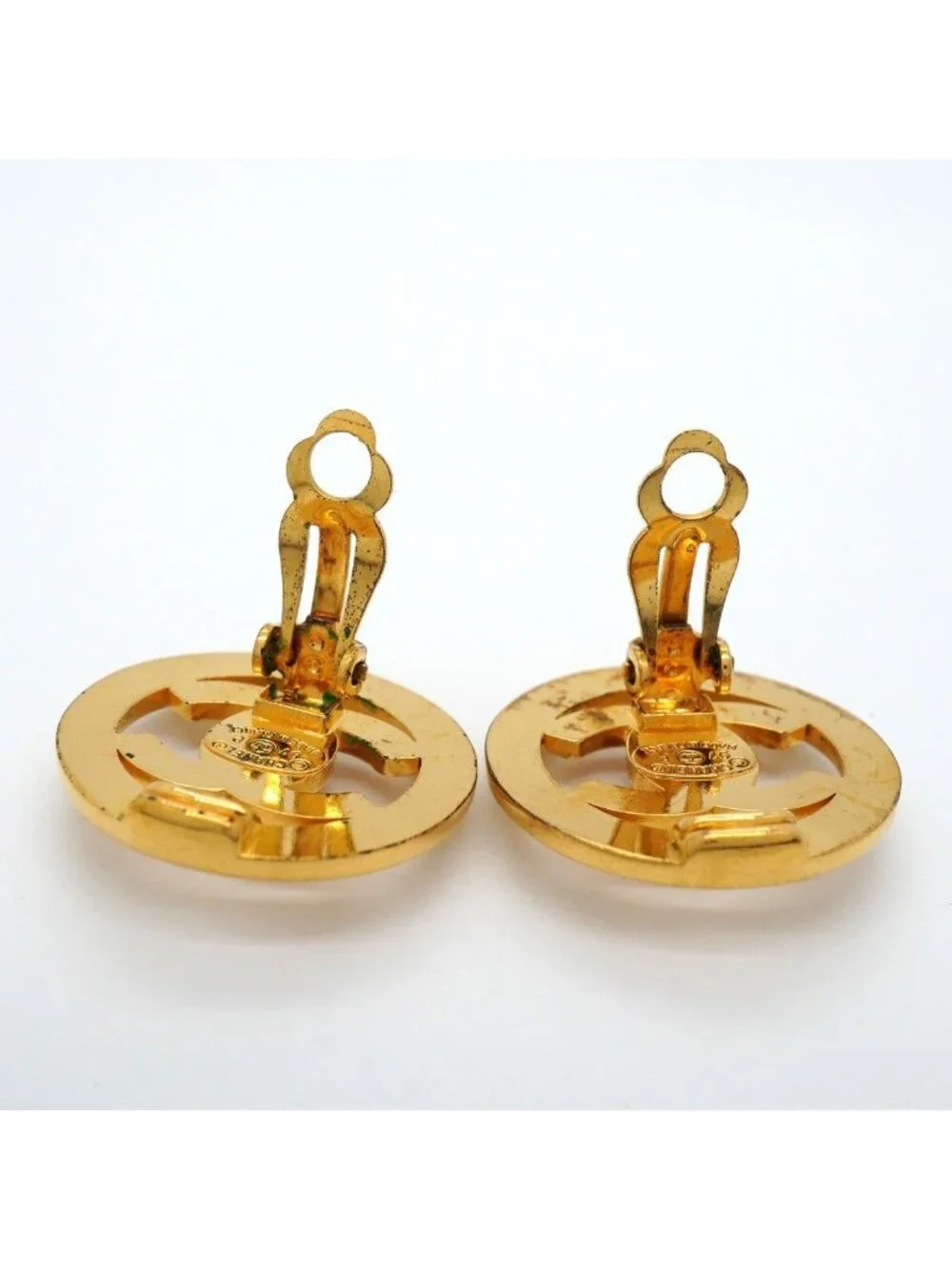 Chanel Earrings Vintage CC Logo Turnlock Round